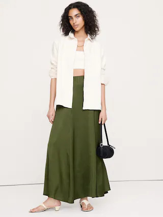 Stretch-Satin Maxi Skirt | Banana Republic (US)