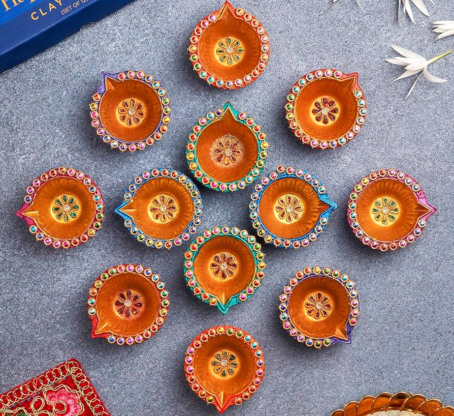 IndoTribe 12Pc Diwali Diyas For Decoration Diwali Decorations For Home Diwali Lights Diwali Decor... | Amazon (US)