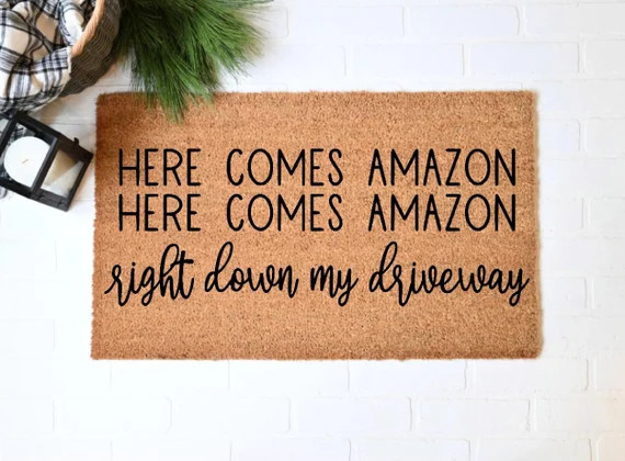 Here Comes Amazon Doormat, Christmas Doormat, Funny Doormat, Christmas Welcome Mat, Merry Christm... | Etsy (US)