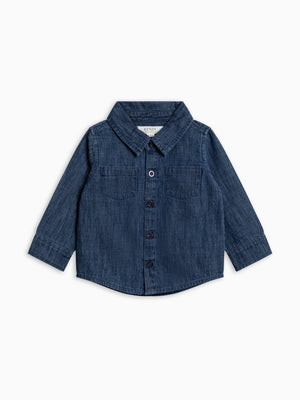 Hayes Chambray Long Sleeve Collared Shirt - AW26 Chambray | Colored Organics