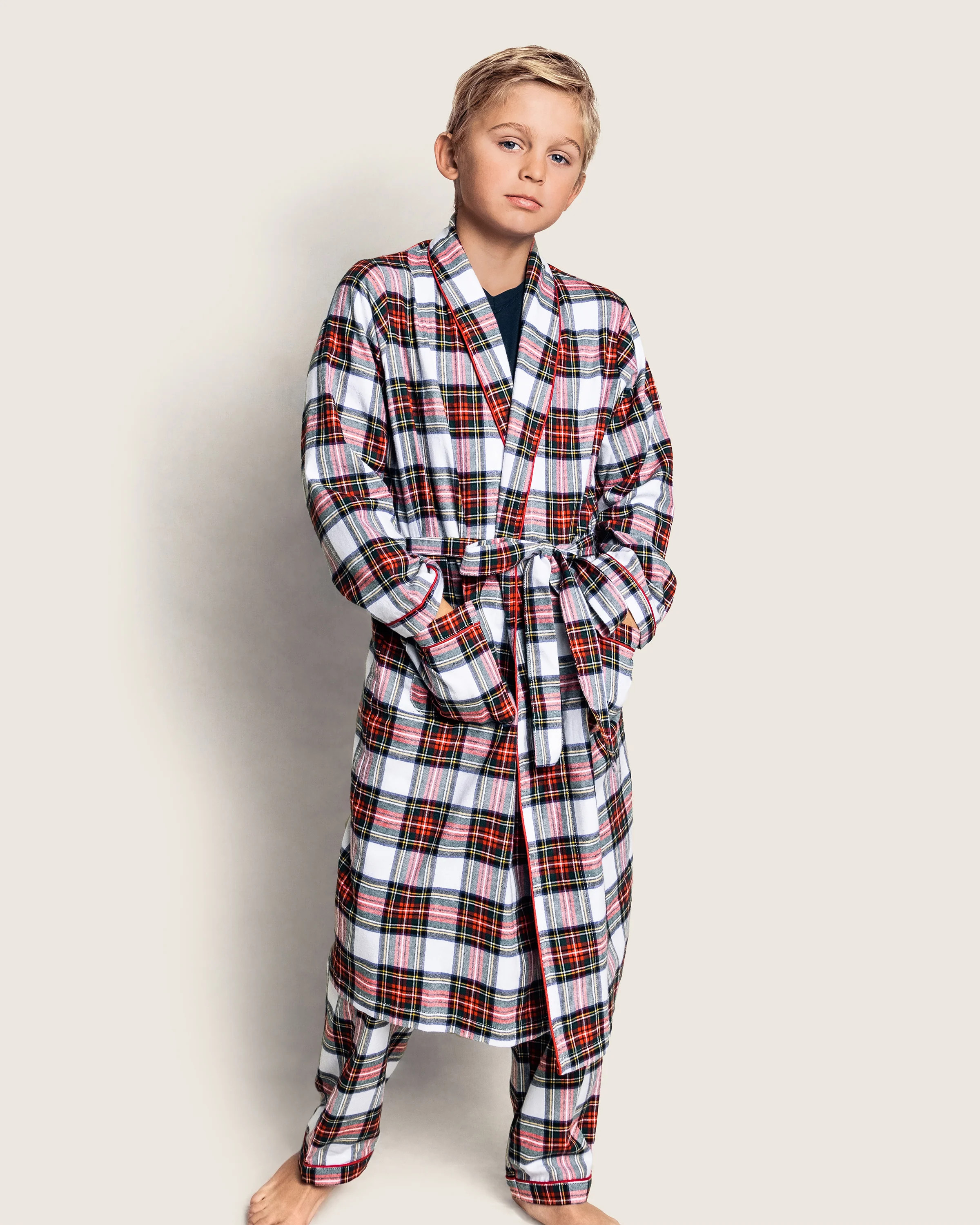 Kid's Brushed Cotton Robe in Balmoral Tartan | Petite Plume
