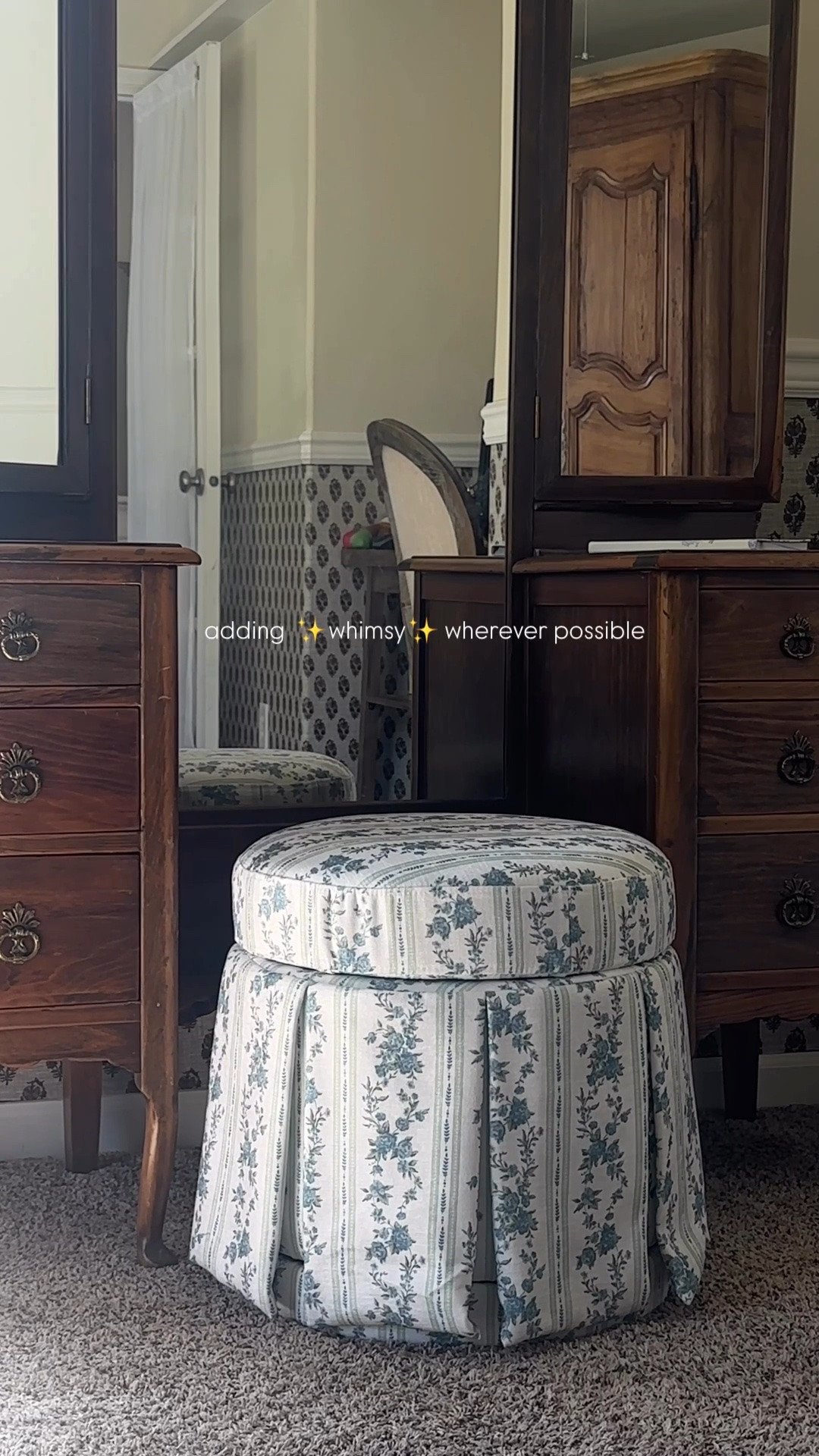 Adding a bit of whimsy any chance I get!

Linked a much as I could!
Vanity is an fb find
Vanity chair is tj maxx

#LTKHome #LTKmorningroutine #LTKselfcare