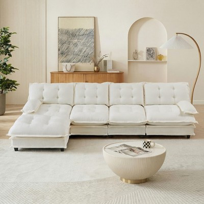 138-inch L-Shaped Modular Sectional Sofa with Ottoman, 4-Seat Chenille Deep Seat and Comfy Lattice Cushion for Bedroom and Apartment | Target