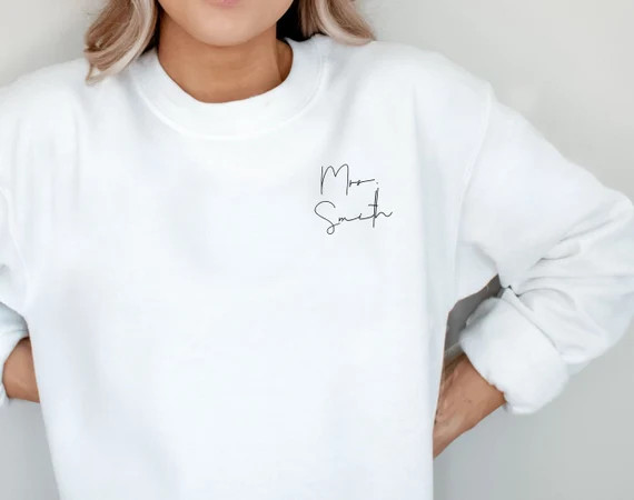 Mrs Sweatshirt, Personalized Wedding Gift, Bridal Shower Gift, Wedding Sweatshirt, Bride Sweatshi... | Etsy (US)