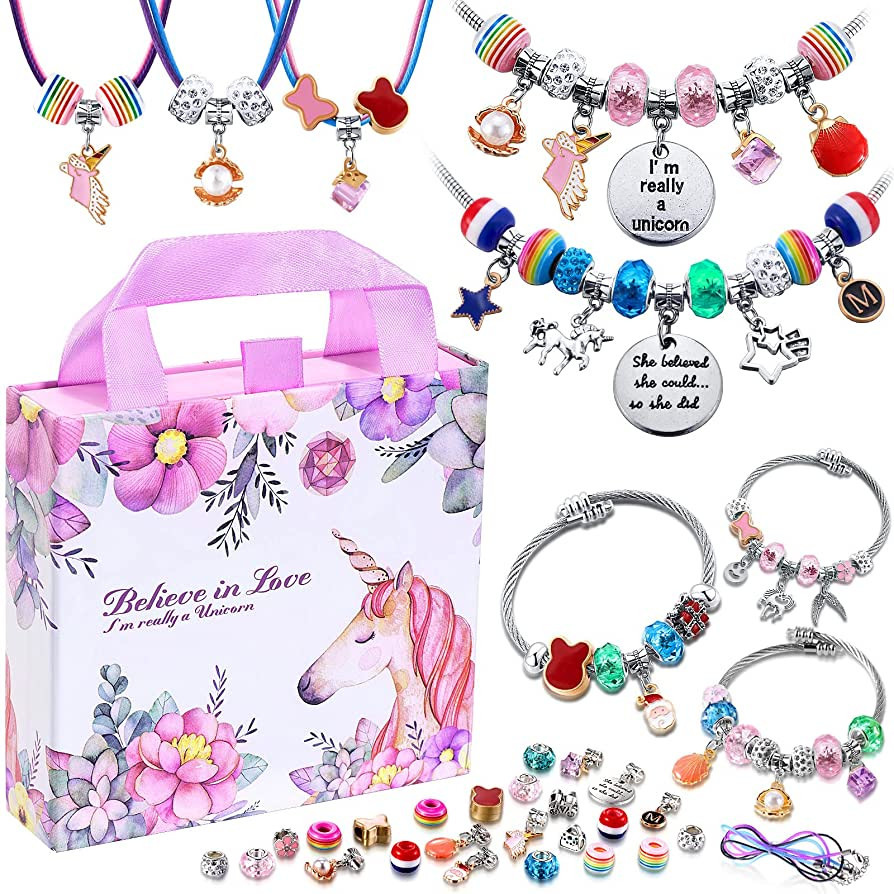 COO&KOO Charm Bracelet Making Kit, Jewelry Making Supplies Mermaid Unicorn Gifts for Teen Girls C... | Amazon (US)
