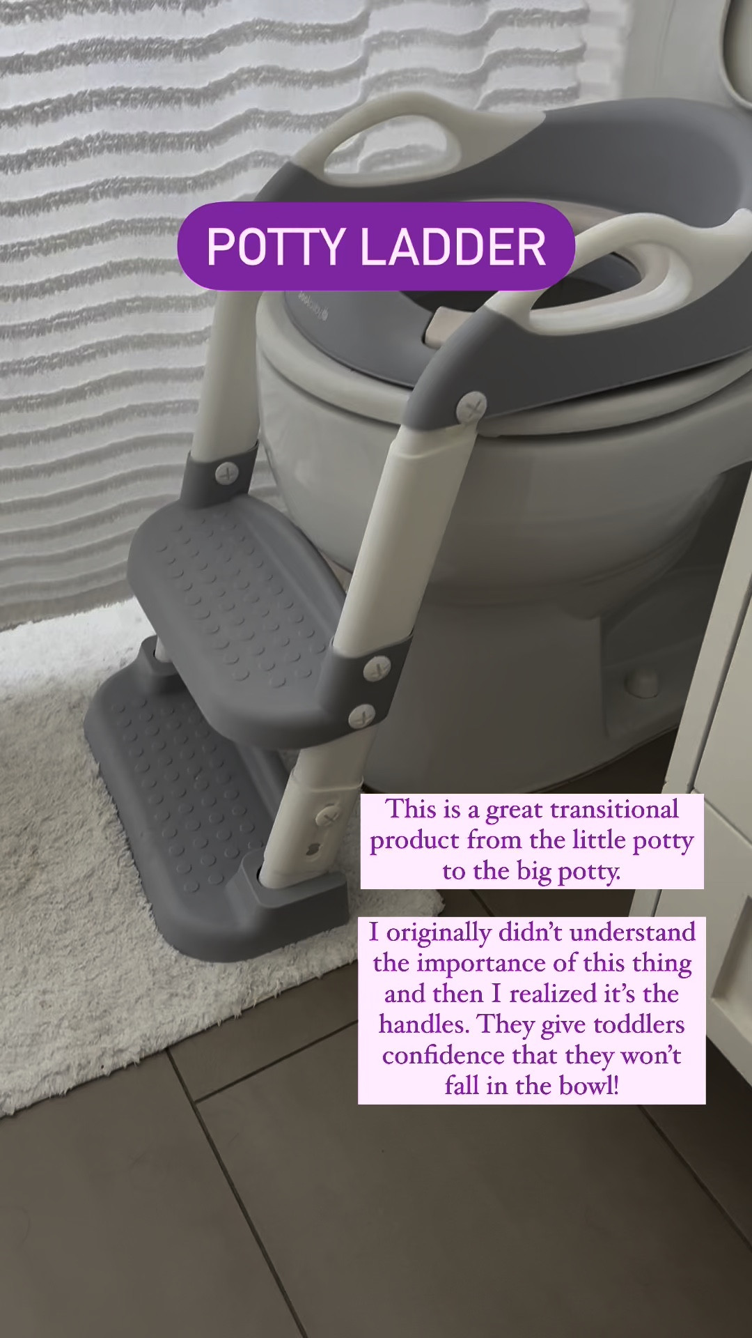 Potty training parents! This is the perfect transition tool from the little potty to the big toilet. The most important feature is not the steps but the handles which make them feel secure. 🚽

#LTKHome #LTKFamily #LTKKids