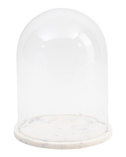 13in Round Glass Cloche With Marble Base | TJ Maxx