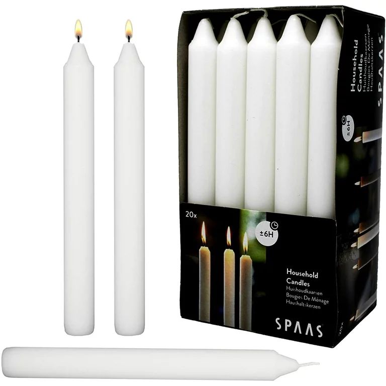 White Dinner Taper Candles 7 inch Tall Dripless Smokeless unscented for candlesticks 6 Hour Long ... | Walmart (US)