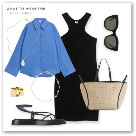A chic day look for a beach holiday 🏝️🫶

Blue shirt, black mini dress, sandals, arket, beach bag, pearl jewellery 

#LTKstyletip #LTKSeasonal #LTKeurope