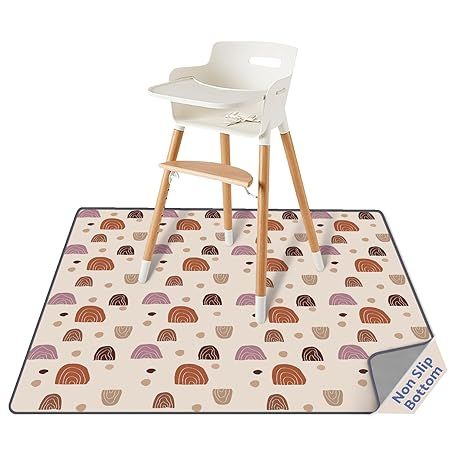 Baby Splat Mat for Under High Chair, 51 x 51 Inch Boho Splash Mat, Waterproof and Washable Spill ... | Amazon (US)