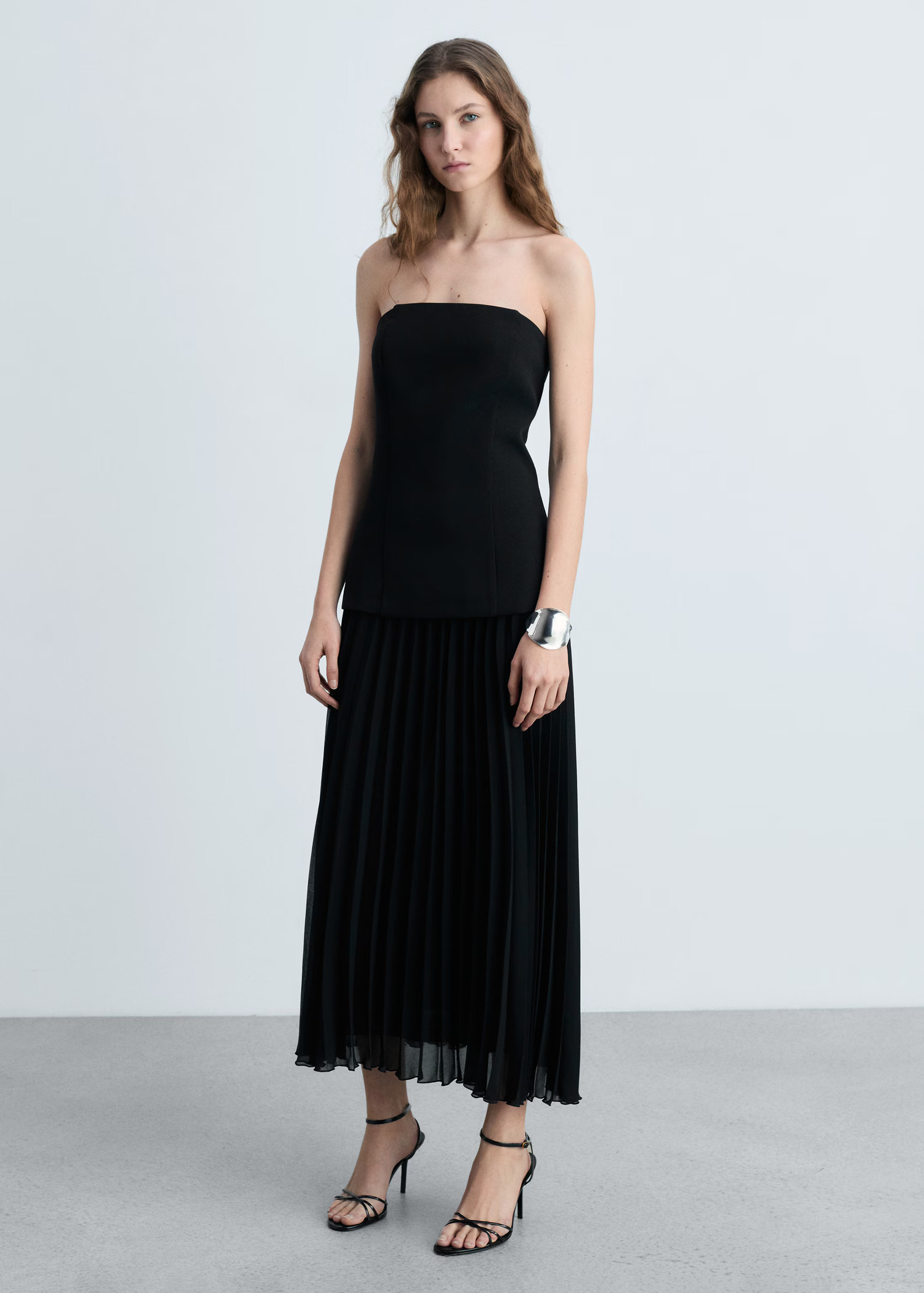 Combined strapless dress - Women | MANGO United Kingdom | MANGO (UK)