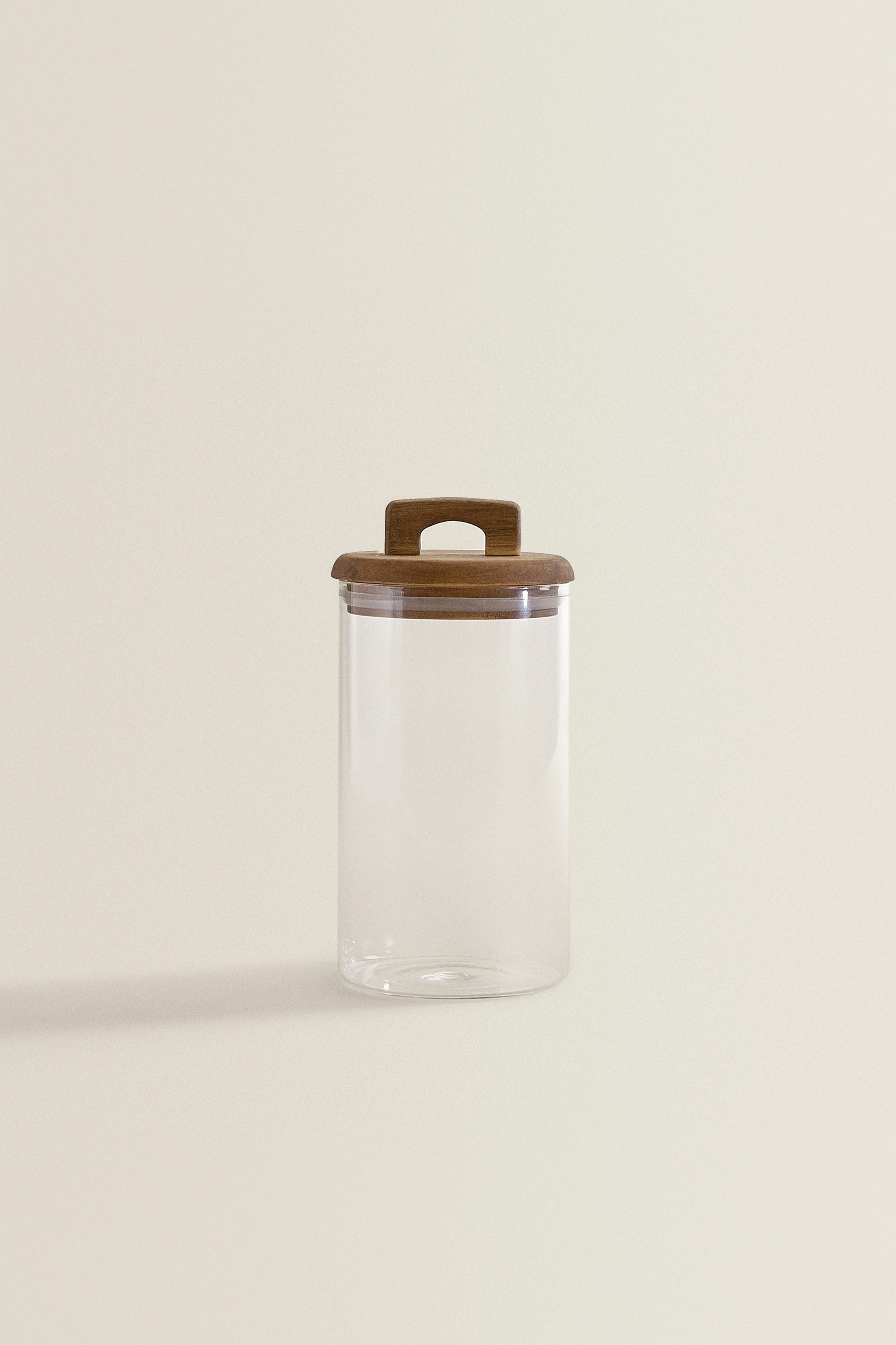BOROSILICATE GLASS AND WOOD STORAGE JAR | Zara UK