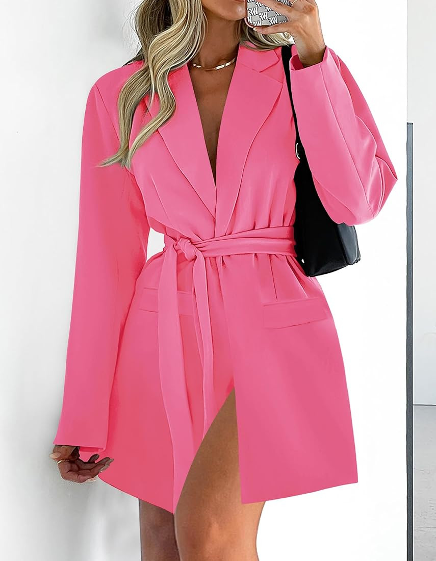 ZESICA Women's 2023 Blazers Long Sleeve Lapel Open Front Oversized Business Work Office Jackets Blaz | Amazon (US)