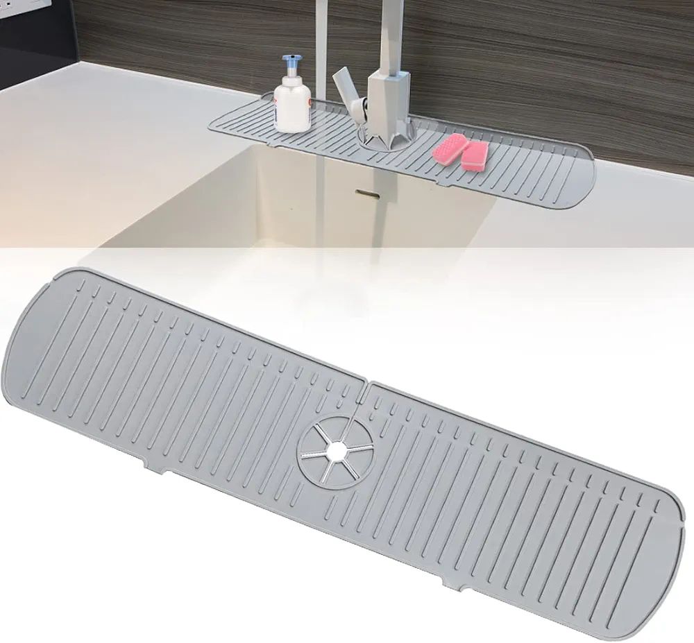 Silicone Faucet Splash Guard Mat,24 inch Large Size Faucet Drip Catcher Tray, Sink Faucet Mat,Cou... | Amazon (US)