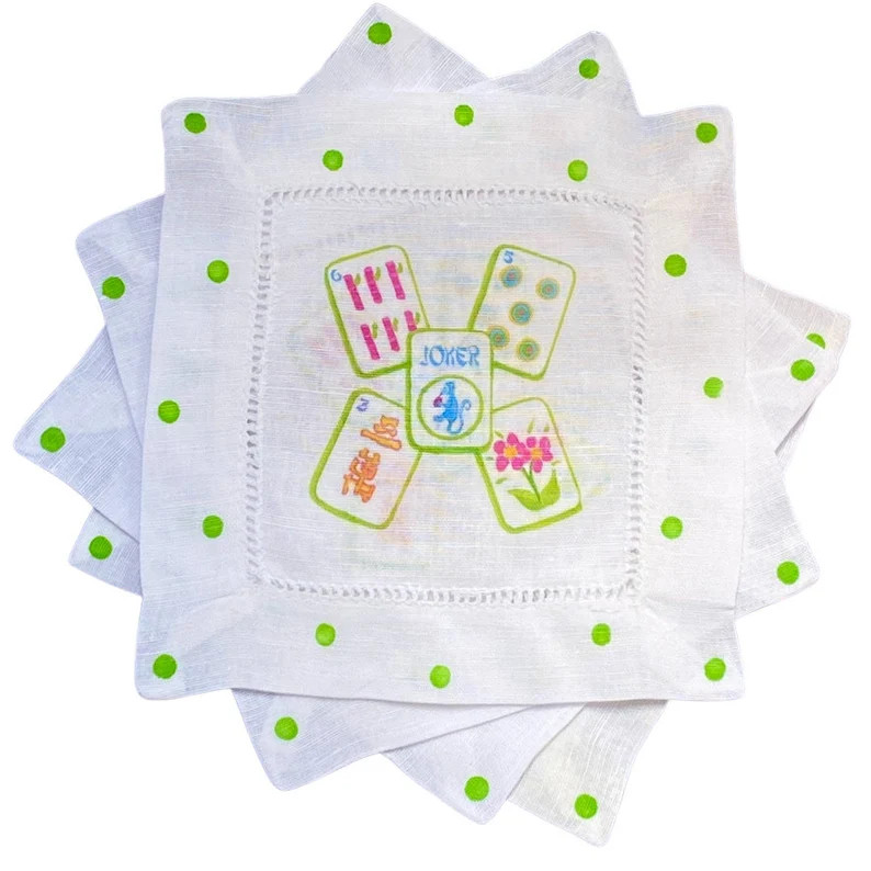 Colorful Mahjong Tile Cocktail Napkins - Etsy | Etsy (US)