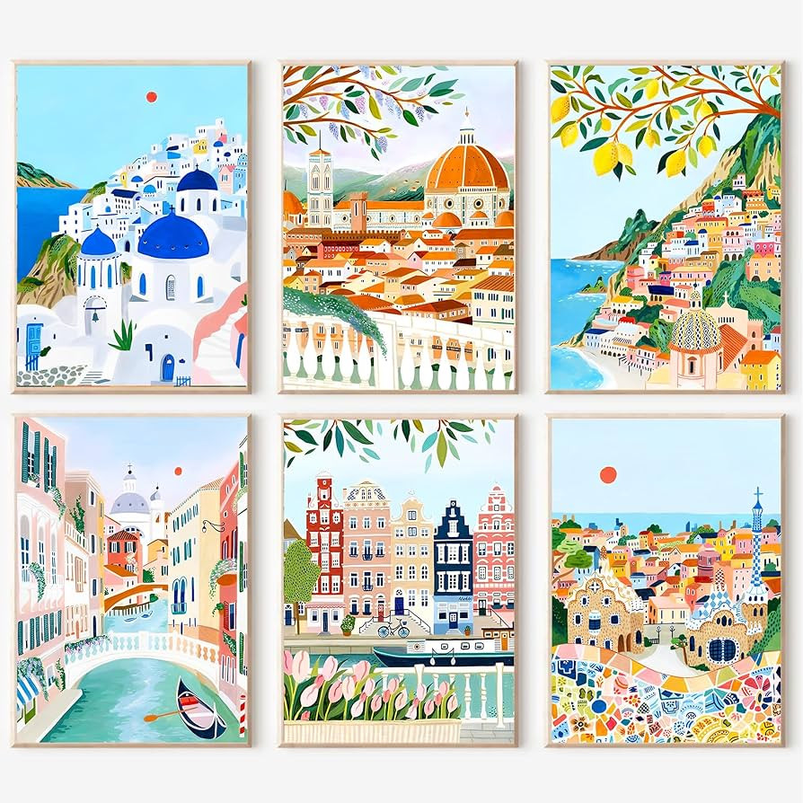 cupmod 6 Packs Paint by Number for Adults,Scenery-Cityscape DIY Acrylic Oil Painting Paint by Num... | Amazon (US)