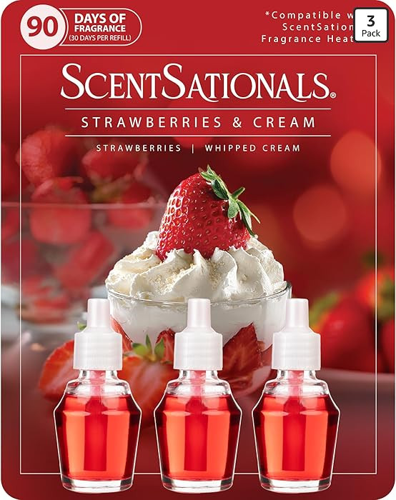 ScentSationals Strawberries & Cream Fragrance Oil Plug In Air Freshener Refills 3-Pack - Works wi... | Amazon (US)
