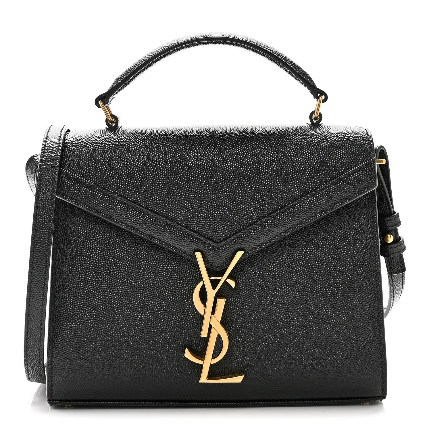 Saint Laurent Grain De Poudre Mini Classic Monogram Cassandra Top Handle Black | FASHIONPHILE (US)