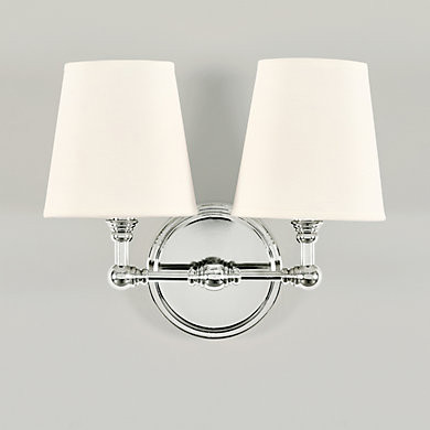 Amelie Sconce with Classic Iron Finish & White Fabric Shade for Indoor Damp Locations | Ballard Designs, Inc.