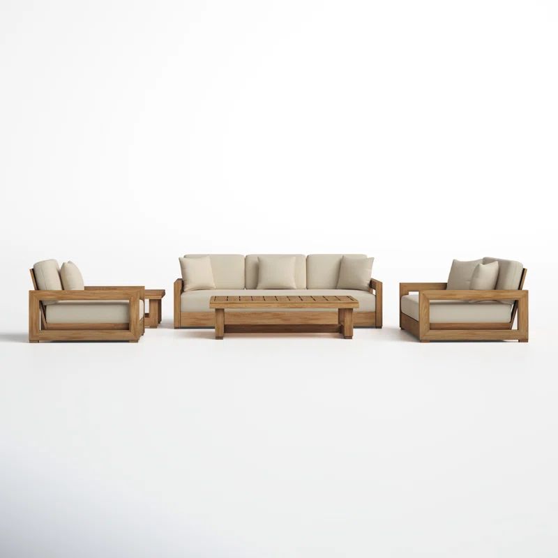 Melrose 5 Piece Teak Sofa Seating Group with Cushions | Wayfair North America