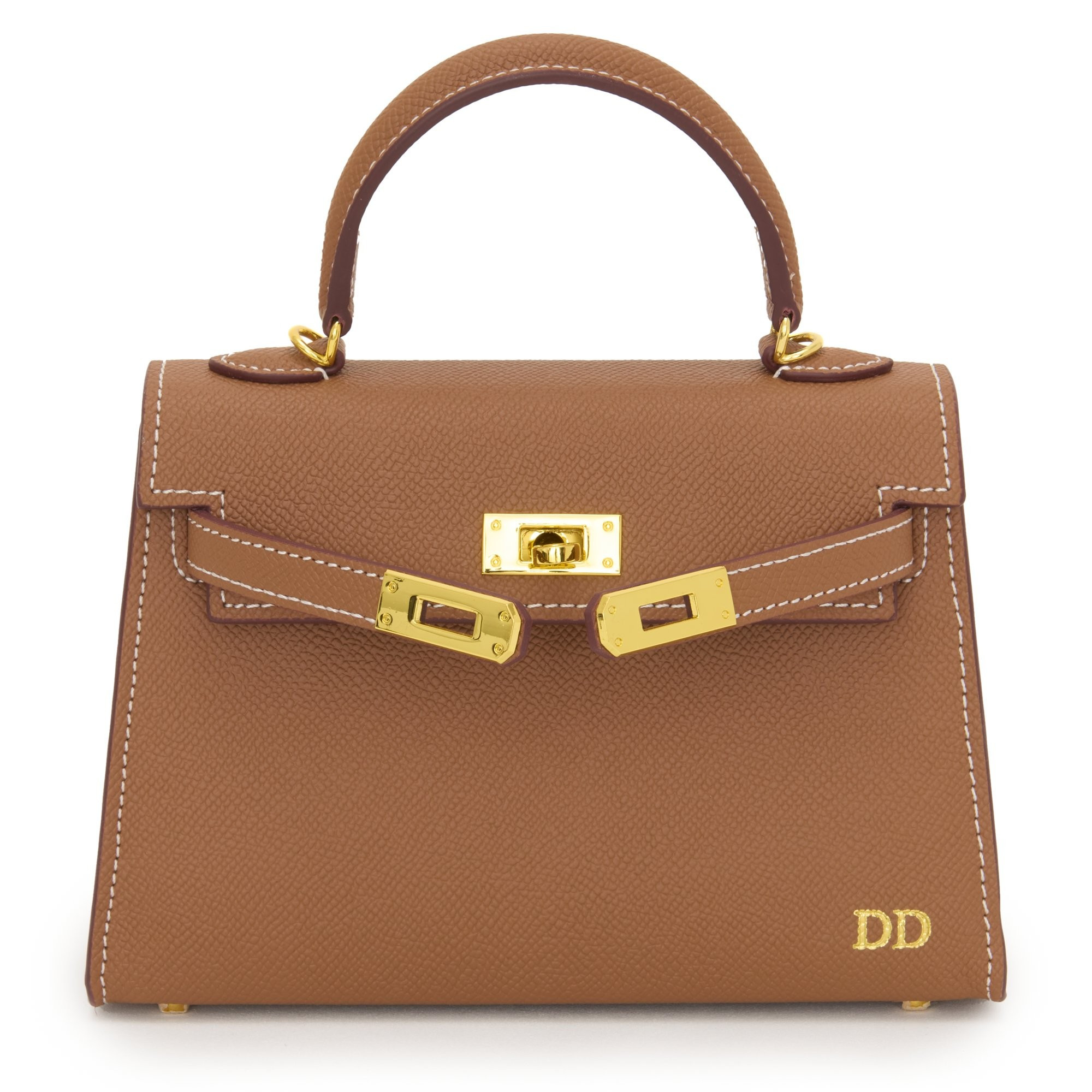 Lily and Bean Hettie Mini Bag - Tan with Initials and Leather Strap | Lily and Bean