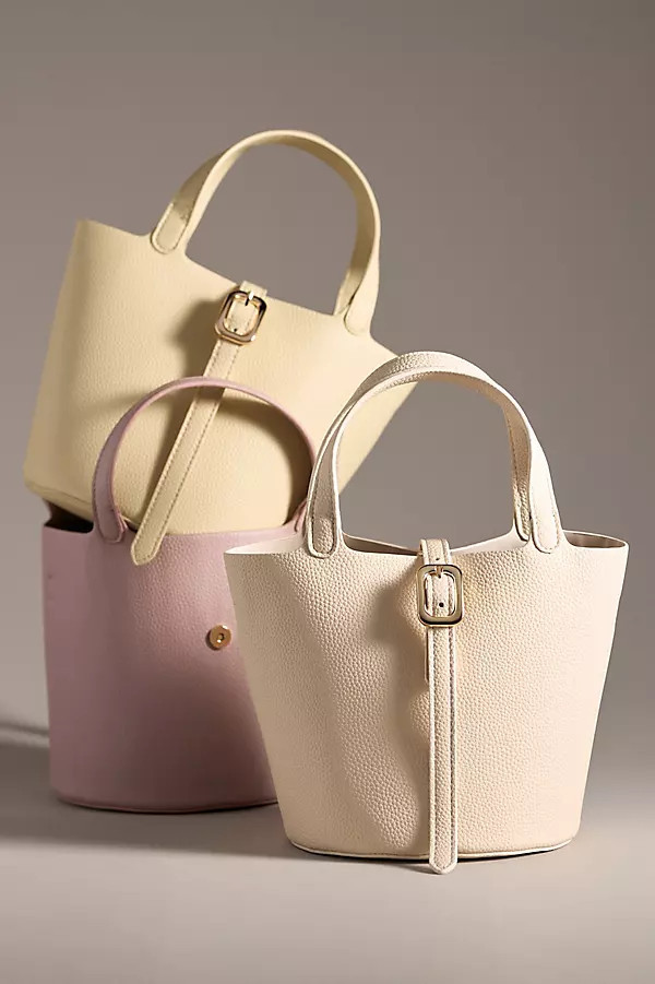 Mini Pebbled Faux-Leather Bucket Bag | Anthropologie (US)