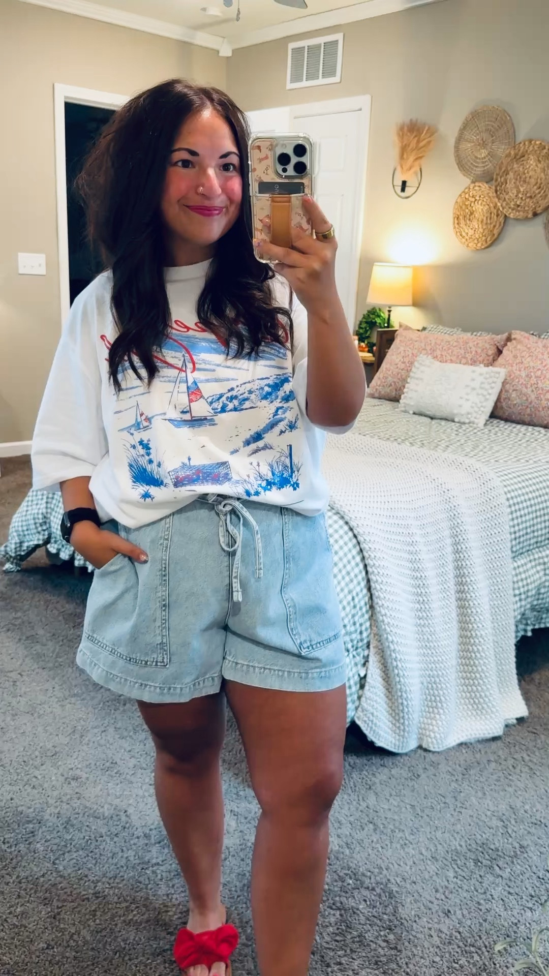 The perfect laid-back summer staple 🤍 Obsessed with how a good graphic tee instantly makes any casual outfit feel fun and effortless!


sandals: fit true to size // wearing a 5
shorts: fit true to size // wearing a large
tee: fits oversized // wearing a large 

 #LTKootd #LTKMidsize
