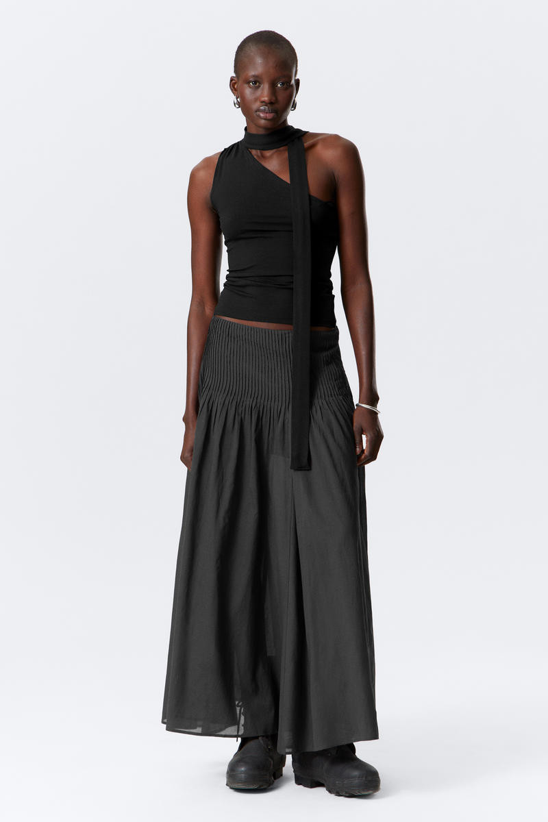 Pleated Mid Rise Maxi Skirt | Weekday