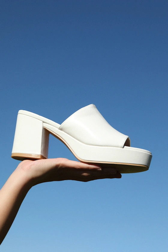 Curtis White Platform Mules | Lulus (US)