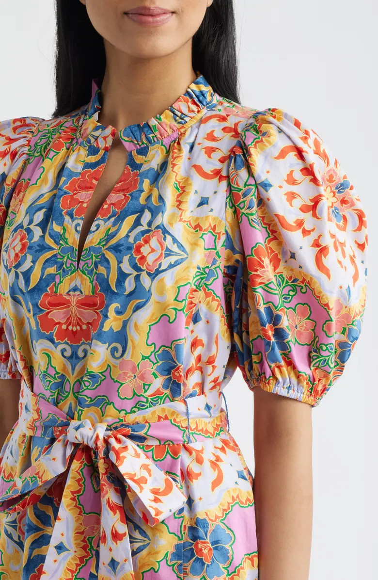 Puffy Sleeve Print Minidress | Nordstrom