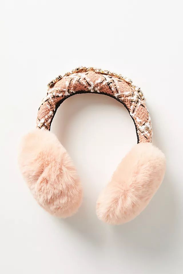 Plaid Embellished Faux Fur Earmuffs | Anthropologie (US)