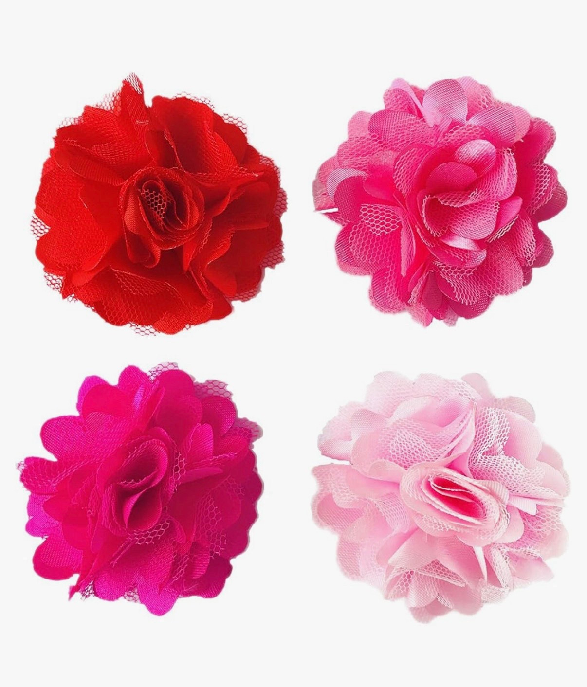 These flowers are great for small dogs. And they just slide onto the collar so they won’t fall off.