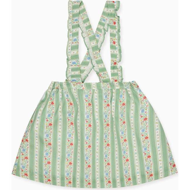 La Coqueta | Sage Floral Stripe Reina Girl Pinafore Skirt (Green, Size 10Y) | Maisonette | Maisonette