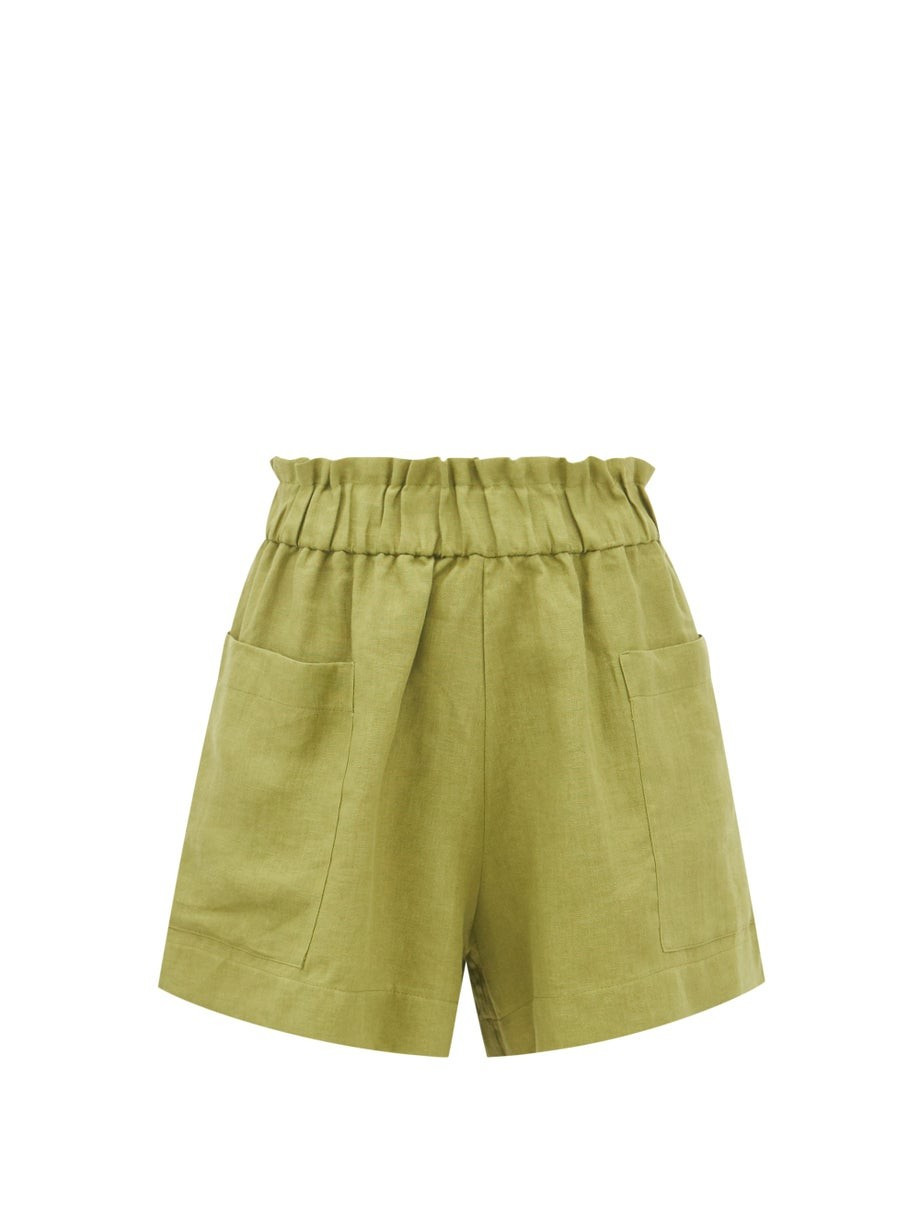 Emilia gathered-waist organic-linen shorts | Casa Raki | Matches (US)