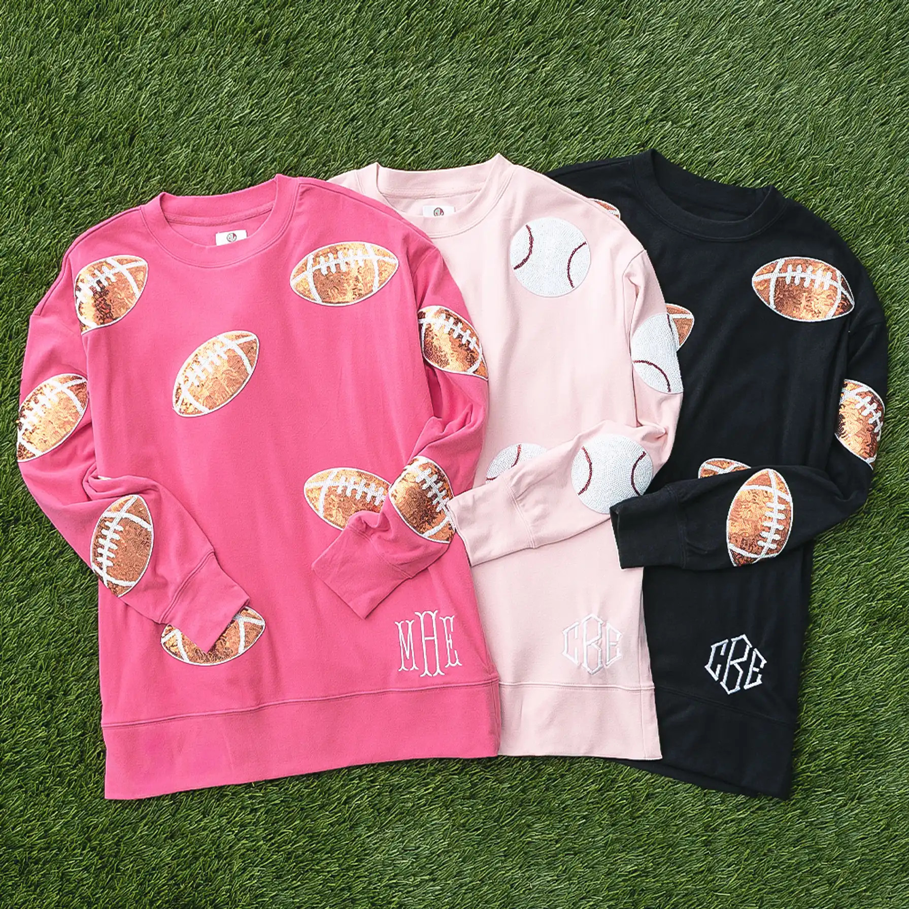 Monogrammed Sequin Sports Sweatshirt | Marleylilly