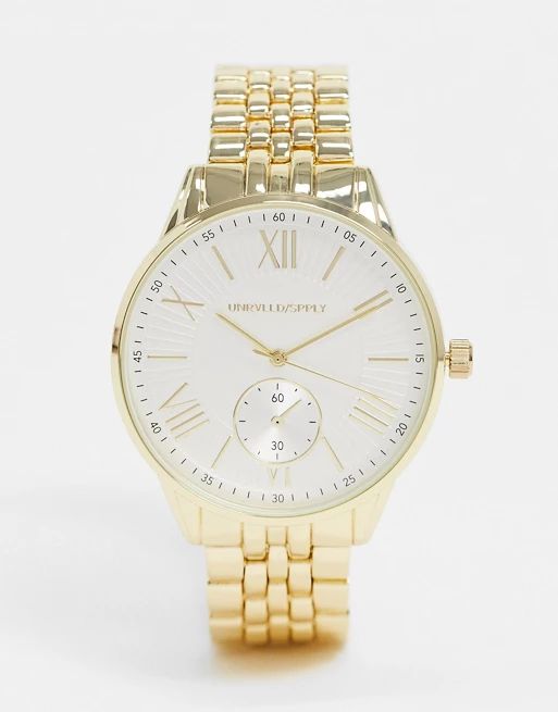 ASOS DESIGN bracelet watch with roman numerals in gold tone | ASOS (Global)
