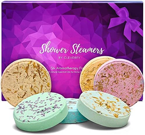 Cleverfy Aromatherapy Shower Steamers - Variety Pack of 6 Shower Bombs with Essential Oils. Purpl... | Amazon (US)