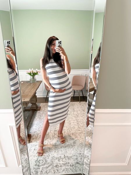 Striped amazon dress - wearing size small 
