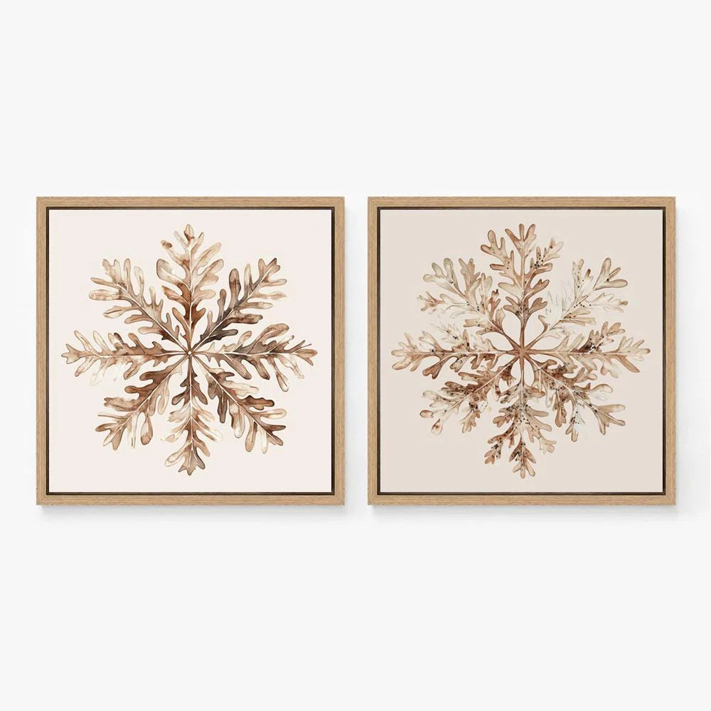 Rustic Duotone Snowflake Vintage Winter Holiday Bedroom Decor Framed Canvas Print Wall Art | Wayfair North America