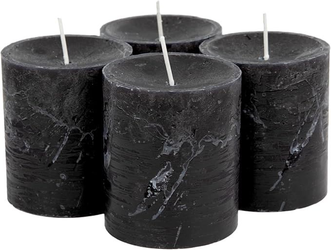 SPAAS Rustic Black Pillar Candles - 2.8" X 3" Unscented Black Candles - 4 Pack Rustic Halloween C... | Amazon (US)