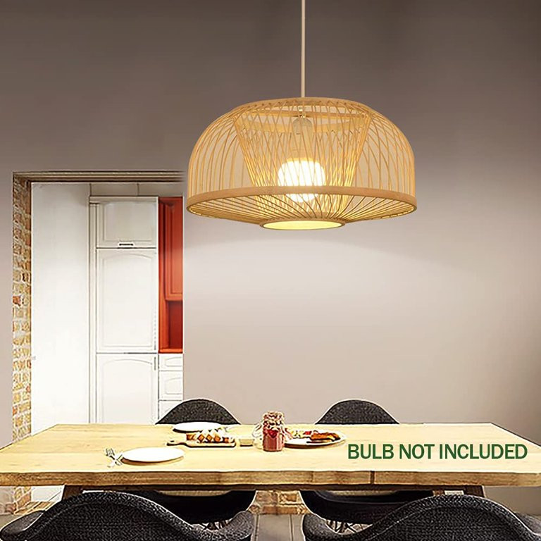 FETCOI Bamboo Woven Chandeliers Round Rattan ceiling Light Fixture Lantern - Walmart.com | Walmart (US)