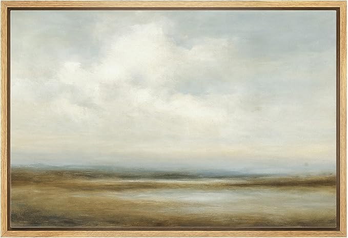 wall26 Framed Canvas Print Wall Art Soft Neutral Horizon Sky and Field Abstract Landscape Illustr... | Amazon (US)