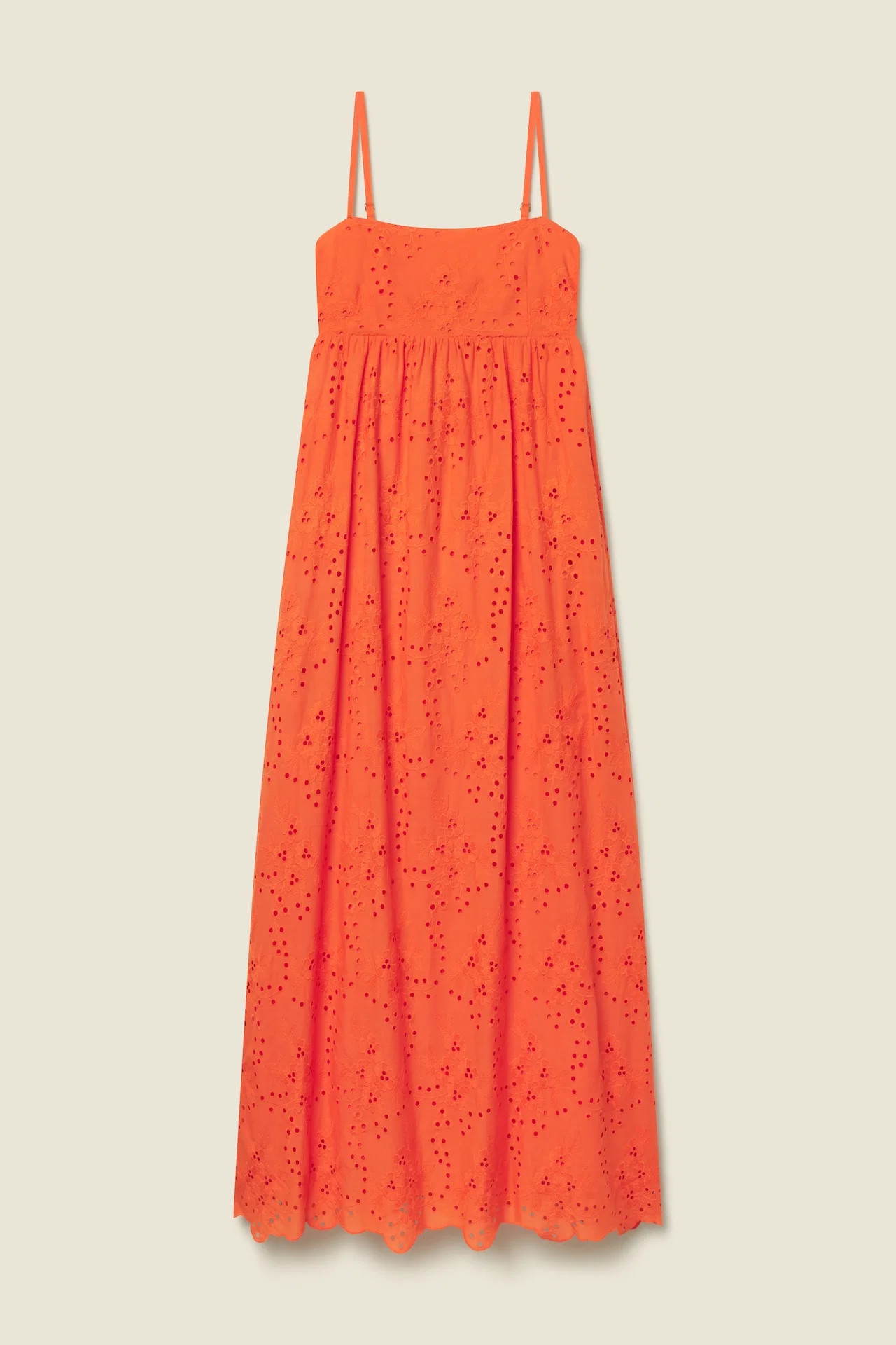 Mirela Dress Vermillion Eyelet | TROVATA