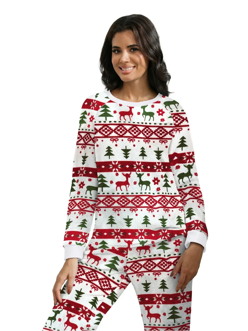 MINTREUS Womens Christmas Fannel Fuzzy Pajamas - Plush Fleece Set with Pockets | Holiday Gift & T... | Walmart (US)