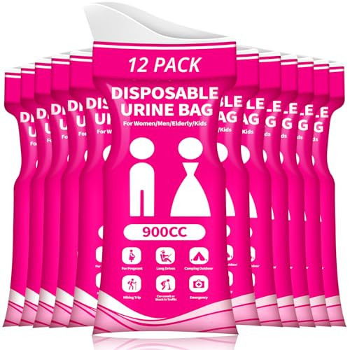 HOKINETY Disposable Urine Bag for Travel - 900ML Portable Pee Bags for Women Men 12 PCS Emergency Vomit Bags Unisex Toilet Urinal for Car Camping, Road Trip,Traffic Jams, Pregnant, Kids, Patient | Amazon (US)