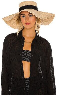 florabella Madeline Hat in Natural & Black from Revolve.com | Revolve Clothing (Global)