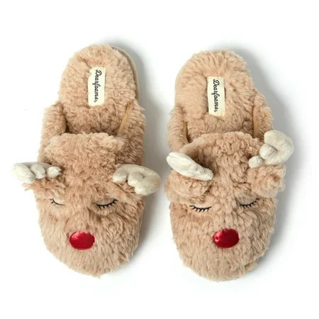 Dearfoams Women s Shay Holiday Christmas Reindeer Scuff Slipper | Walmart (US)