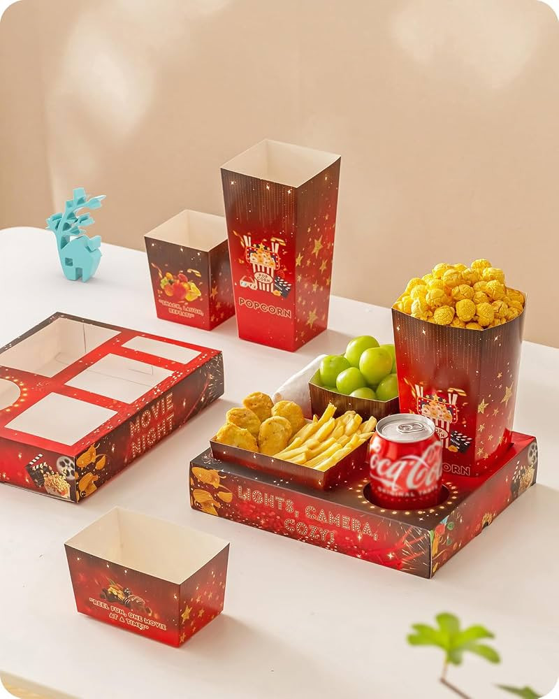 Baffect Movie Night Snack Trays 100pcs Include 20 Movie Night Trays, 20 Popcorn Boxes, 20 Salad B... | Amazon (US)