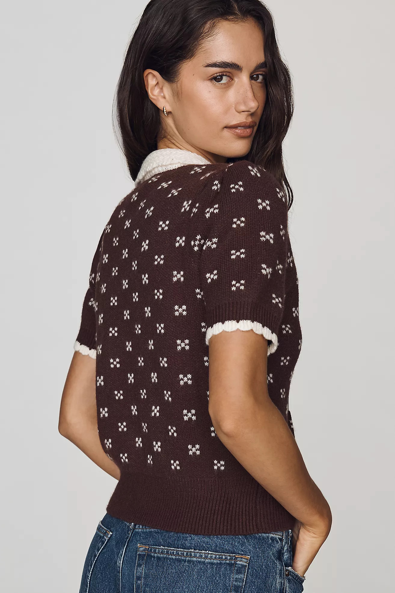 RAISONNEL Short-Sleeve Collared Cardigan | Anthropologie (US)