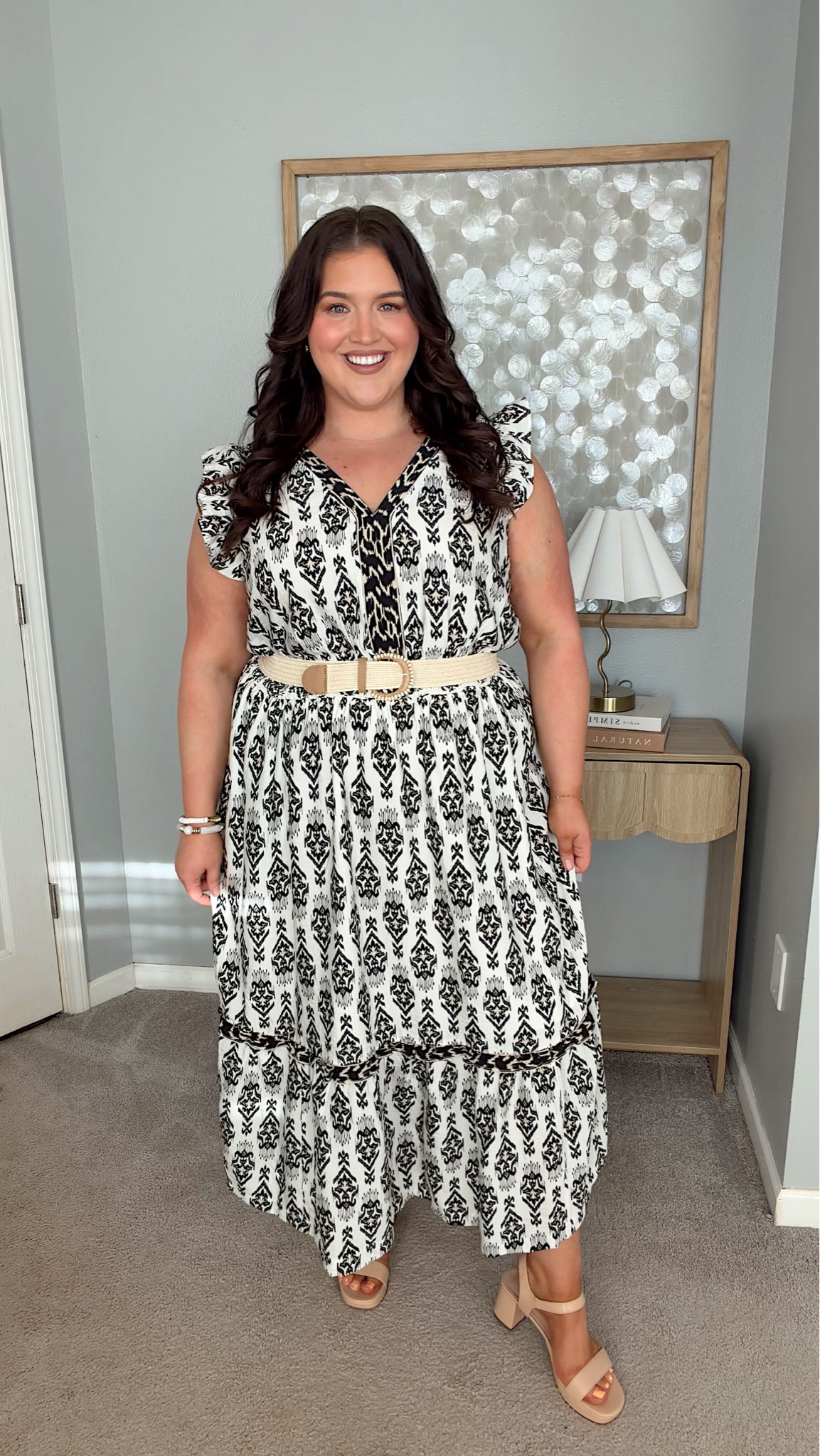 Time to break out the dresses for Spring ☀️🙌🏼 Love this neutral style print. Great flowy option for everyday casual + the belt elevates it for a vacation approved look 🏝️ Wearing a size 18/20 

#LTKSpringSale #LTKPlusSize #LTKootd